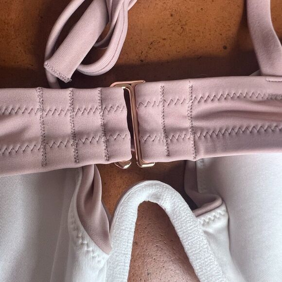 Shade & Shore NWT Blush Pink Boned Tie Neck Bikini Top Size 34D - Picture 5 of 11